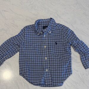 Ralph Lauren Blue and White Gingham Button-Down Shirt
